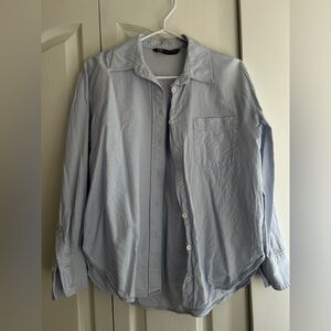 Zara Light Blue Button-Up Shirt Size XS